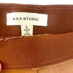 Max Studio, tan, suede mini skirt, size L.